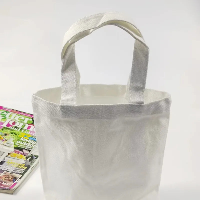 Wholesales Custom Sublimation Casual Canvas Tote Neutral White Tote Reusable Tote Bag for Everyday Use Candy Bags for Kids