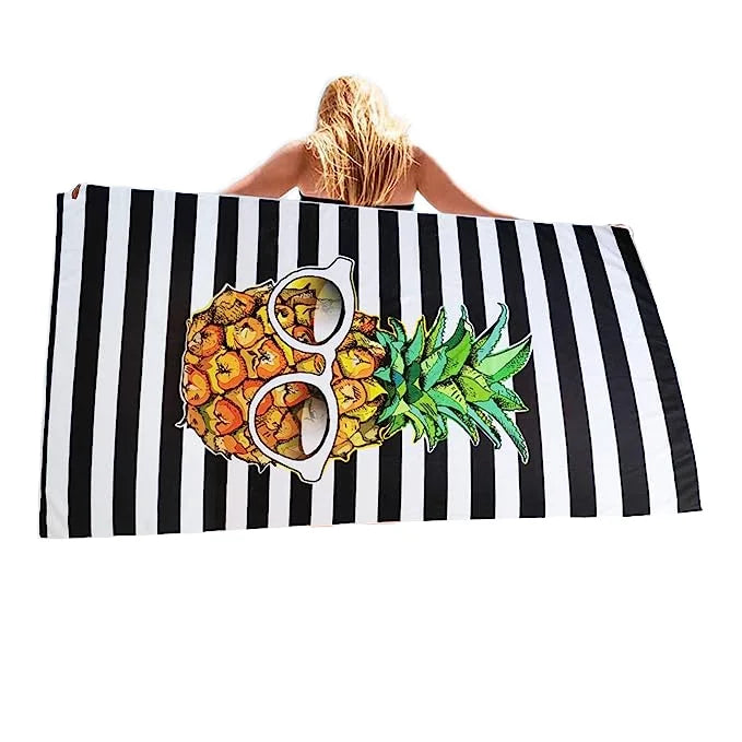 Custom Logo Microfiber Beach Towel Quick Drying Lightweight with Eco-Friendly Digital Printing Sand-Free Robe-Style for Adults