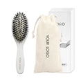 2026 New  Logo Boar Bristle Nylon Wooden Handle Paddle Bamboo Wood Hair Brush White Hair Brush for Extension Wig Brush Custom