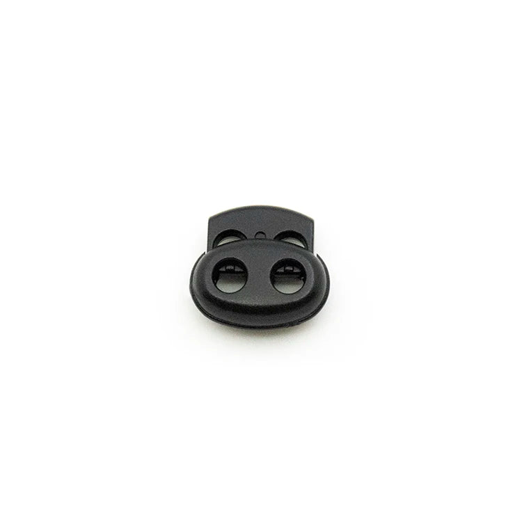 Black Plastic Spring Cord Lock Stoppers 2 Hole Pig Nose Rope Stopper