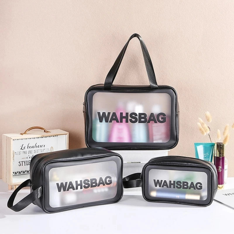 PVC Transparent Makeup Lady Wash Bags Custom Logo Travel Organizer Large Capacity Cosmetic Storage Bag Clear Bags Neceser