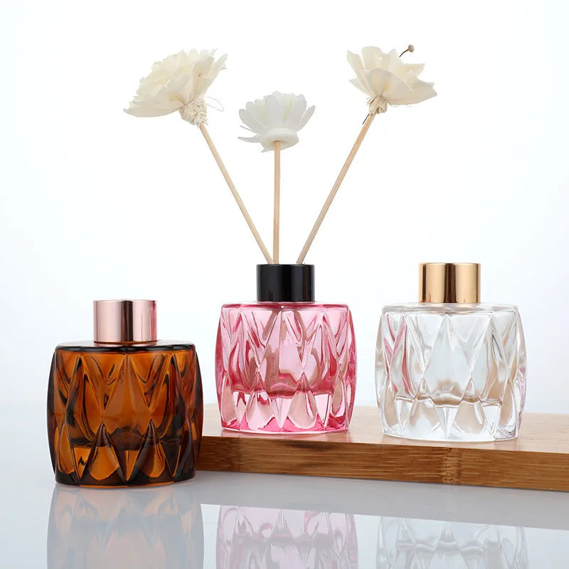 Hot Sell 50ml 100ml Empty Glass Reed Diffuser Aroma Bottle with logo Embossment