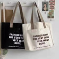 Female Large Capacity Letter Two Shoulder Handled Tote Bag Simple Fashionable Organic Canvas Customized Color Logo Medium BLY