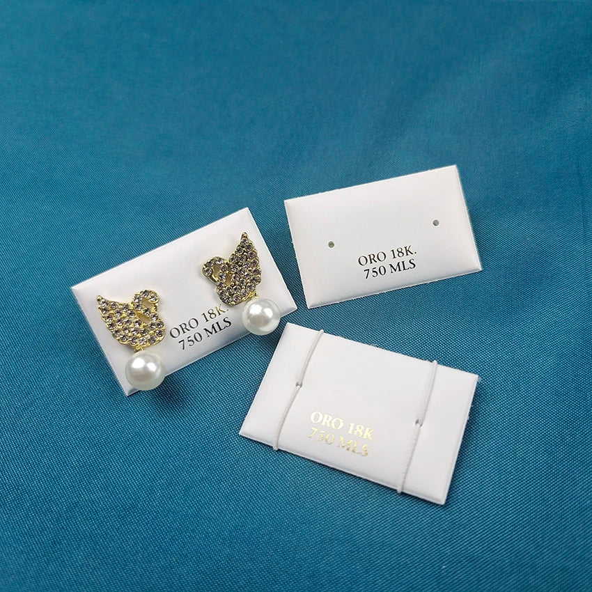 Custom Gold Foil logo Size Jewelry Display Stud Earring Puff Pads Cards
