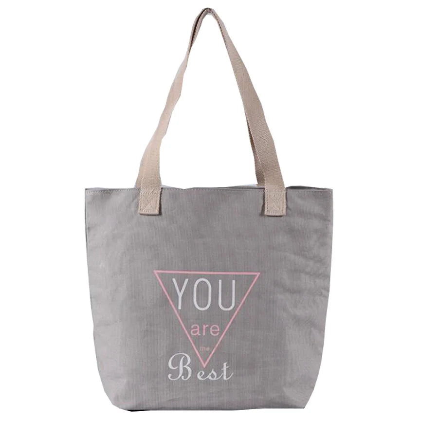 Fashion Recycled Cotton Canvas Tote Printing Bags Shoulder Shopping Bag