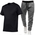 OEM Custom Men Casual Sports Training & Jogging Wear Men Solid Color Cotton T-shirts & Joggers Sweat Pant 2 Pieces Sets