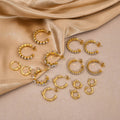New Women 6 Styles Anti Tarnish 316l Stainless Steel 18k Gold Plated C Shape Zircon Hoop Earrings Jewelry