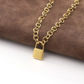 Padlock Choker Necklace Stainless Steel 6mm O Link Chain Necklace Dainty Blank Lock Necklace Gold Plated