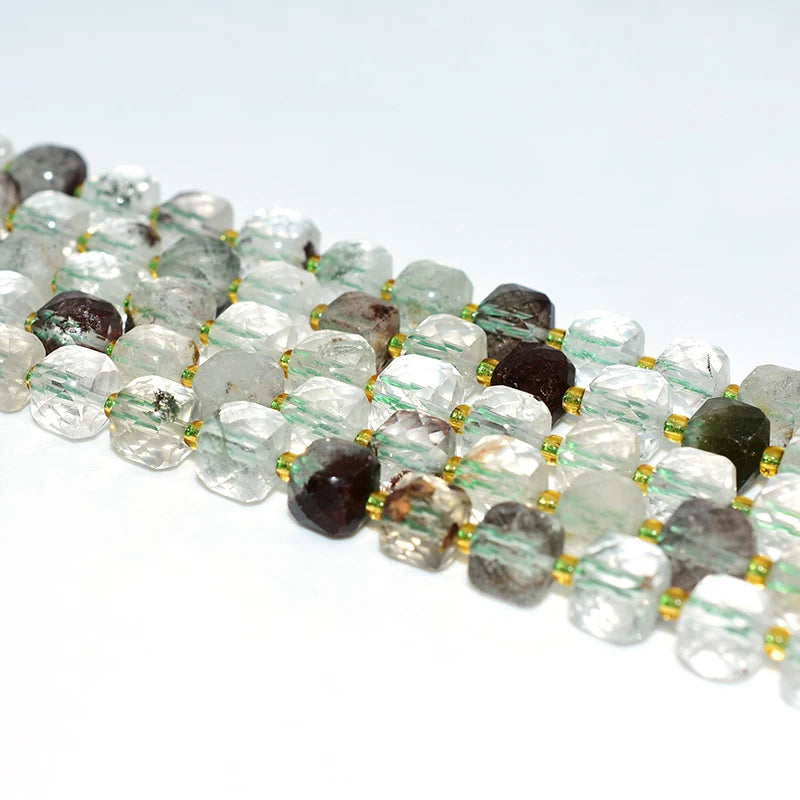 Factory Wholesale Price 100% Natural 8*8mm Faceted Green Ghost Loose Gemstone Beads