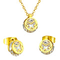 Wholesale Stainless Steel 18K Gold Plated Zircon Hollow Butterfly Earrings and Necklace Sets Jewellery Beautiful Jewelry Set