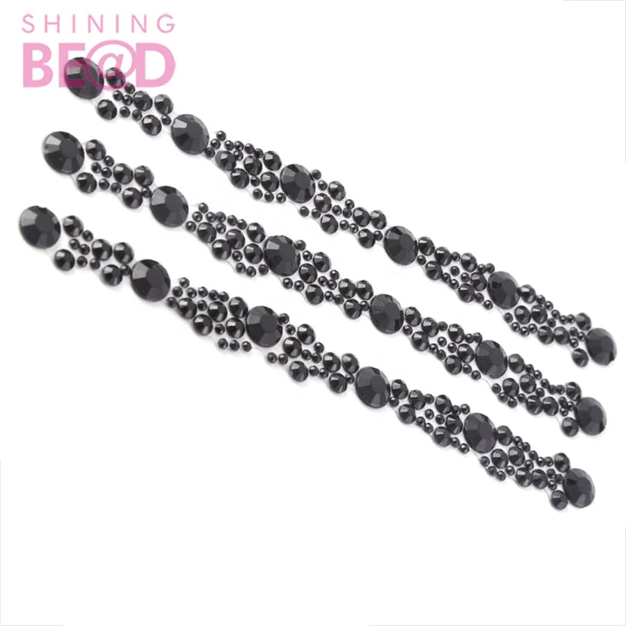 Gem Stickers Embellishments Acrylic Rhinestone 3 Strips Sticker Sheet Self Adhesive Sticky Craft for Wedding Invitation