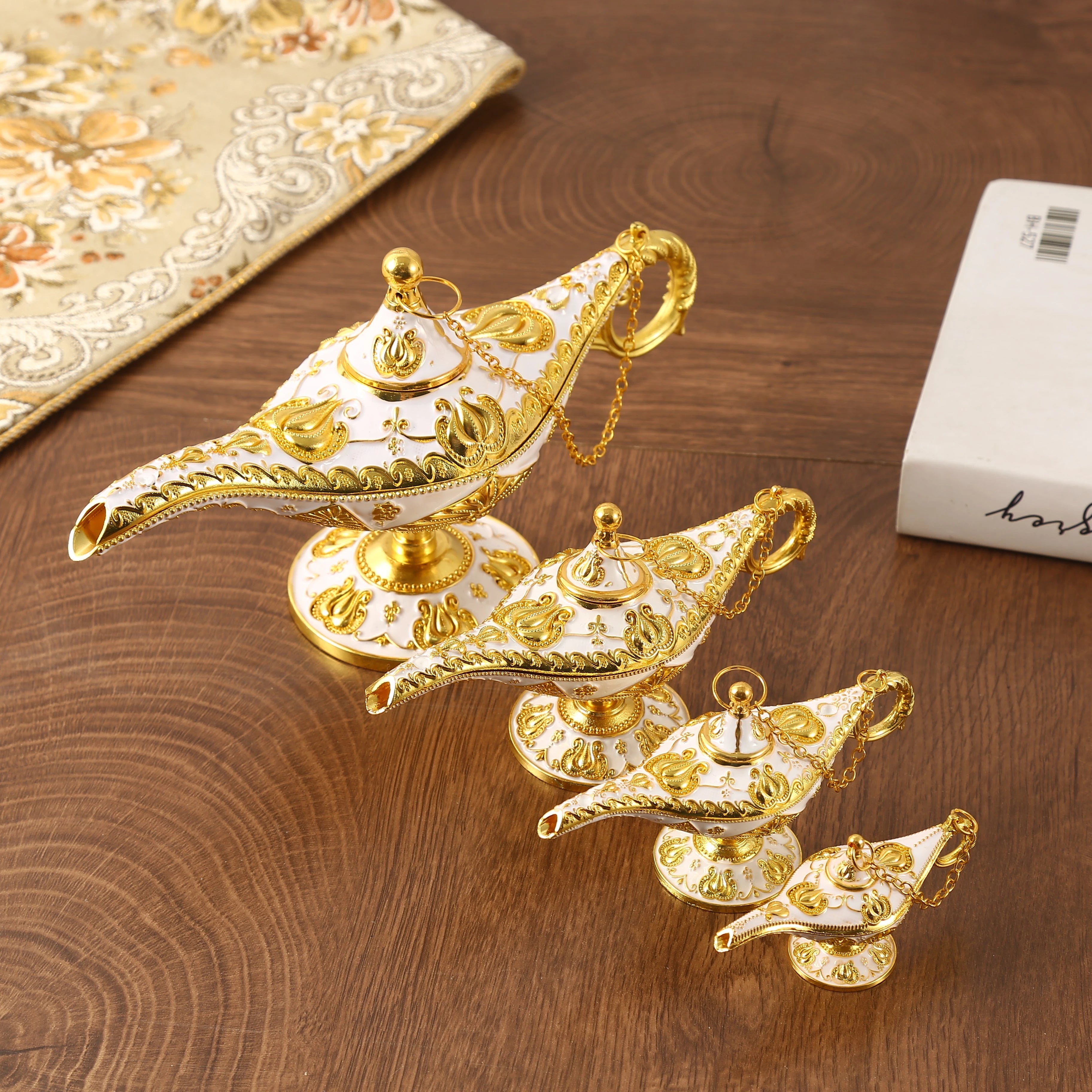 Wholesales Aladdin Magic Lamp Incense Burner Metal Crafts Metal Ornaments Home Decor Hotel Wedding Use Red Aladdin Lamp