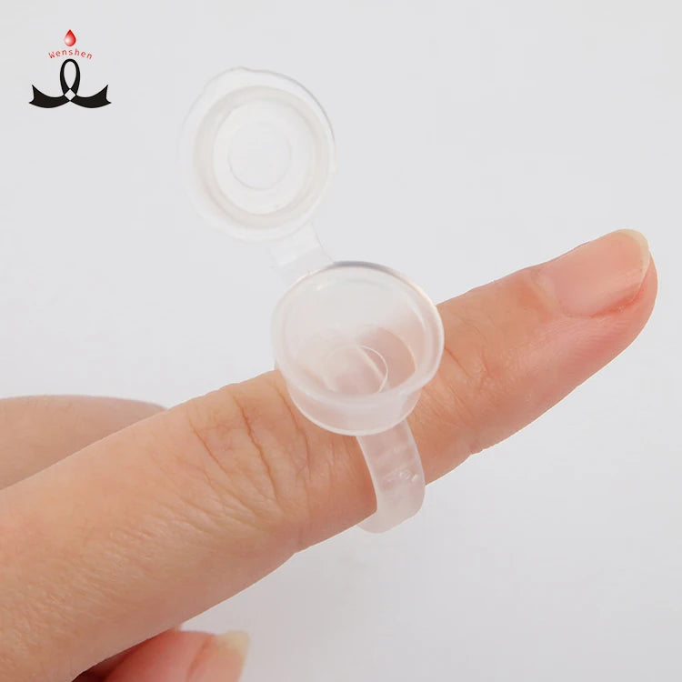 Hot Sale Micropigmentation Tattoo Pigment Finger Cup Kits Microblading Permanent Makeup Plastic Ink Ring Cup with Cap