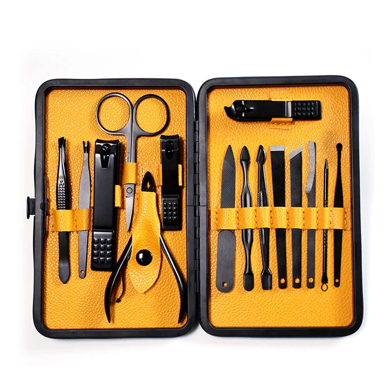 Factory Wholesale 15pcs Women's Travel Grooming Kit Stainless Steel Personal Care Tool Set Leather Case for Beauty Manicure