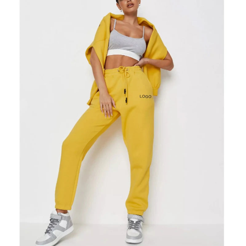 Custom Logo Jogging Suit Sportswear Outfits Two Piece Hoodies and Pants Sets Wholesale Tracksuit 2 Piece Sets for Women