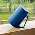 Navy Blue Wheat Straw Plastic Travel Minimalist Coffee Mug Cups Custom Reusable Water Drink Cup with Handles for Coffee Tea Milk