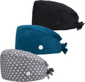 Working Caps with Button and Sweatband Adjustable Working Hats Elastic Scrub Hats Nurse Scrub Cap Nurse Hats for Women