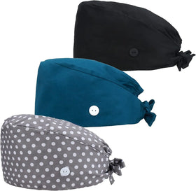 Working Caps with Button and Sweatband Adjustable Working Hats Elastic Scrub Hats Nurse Scrub Cap Nurse Hats for Women