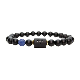 Factory Wholesale 8MM Matte Black Glass Bracelet 7 Chakra Reiki Set Star Sign Charm Beaded Bracelet