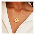 Two Interlocking Hearts Hollow Out Pendant Necklace Support DIY Text Engraved Charm Stainless Steel Jewelry for Mother