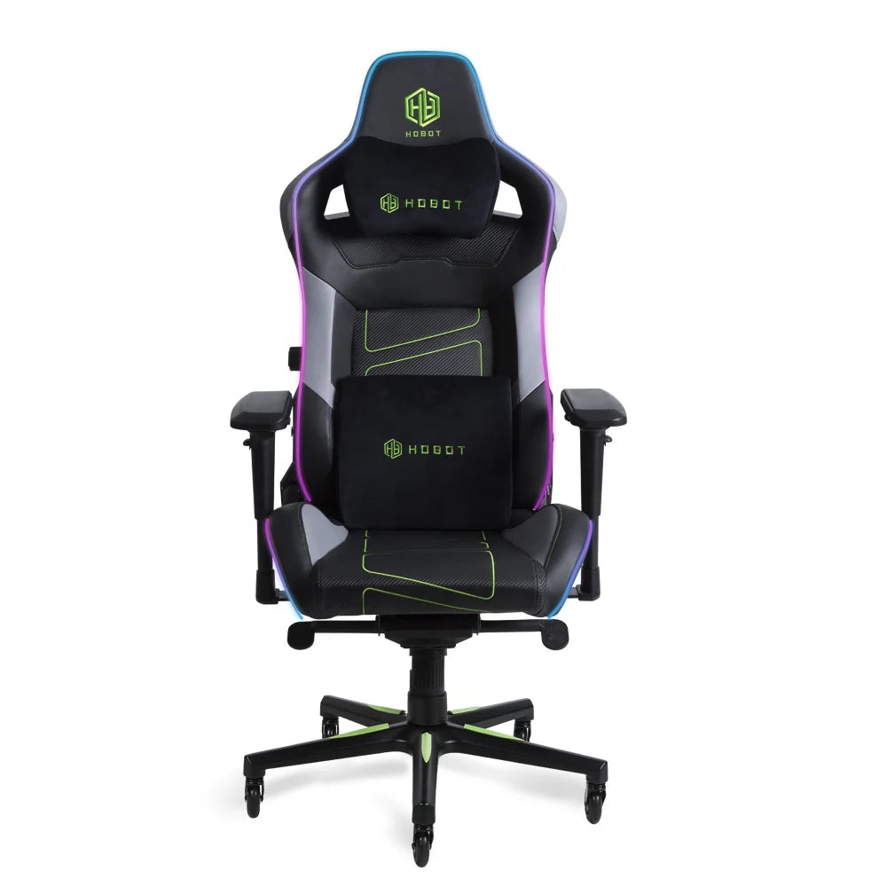 Hobot Green Ergonomic Comfortable Gaming Lift Chair 4D Adjustable Armrest PU Leather 4-Stage Gas Lift Revolving Reclining