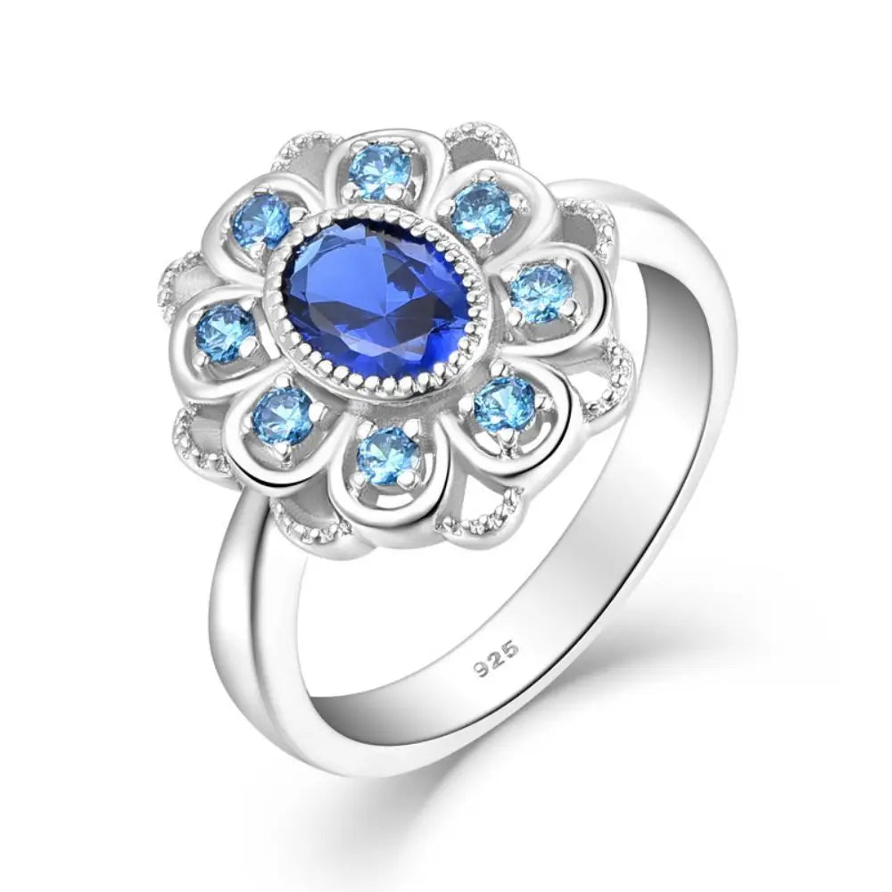 YH JEWELLERY Hot Selling Sapphire Zircon 925 Sterling Silver Rings 2025 New  Women Blue Stone Gemstones Gift S925 Fine Jewelry
