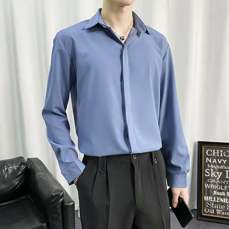 2022 Men's Long Sleeve Summer Mature Style Korean Business Casual Shirt Men