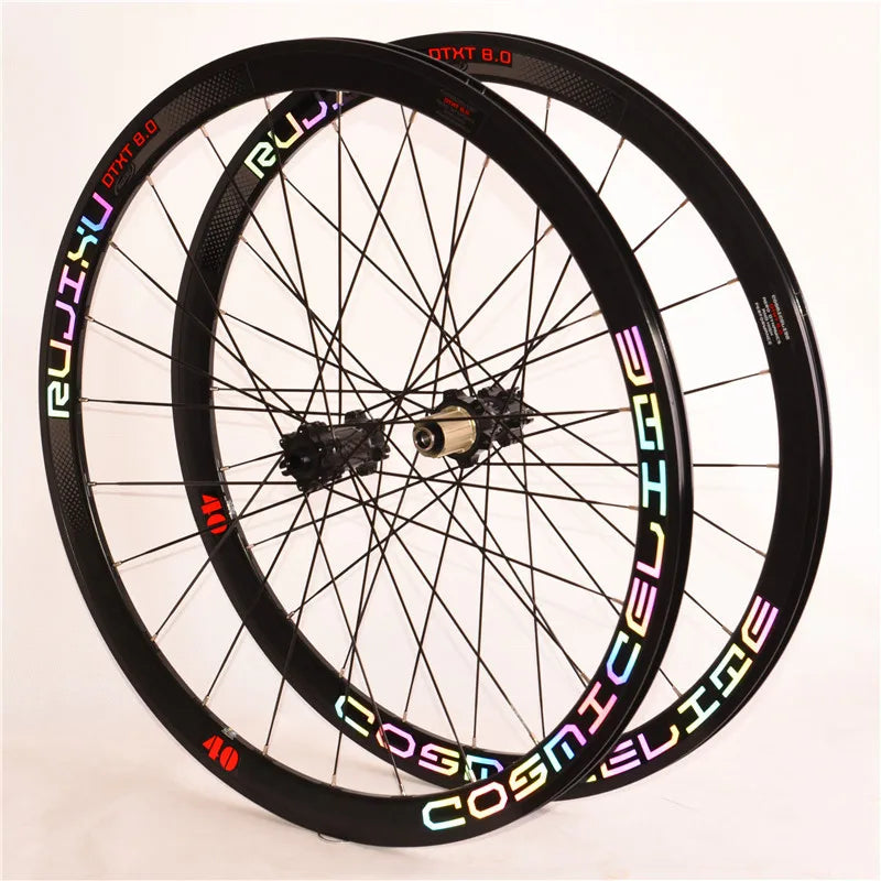700C Bicycle Wheelset with Disc Brakes RUJIXU Carbon Hub Aluminum Rim Center Lock / Six-hole Disc Brake Wheelset