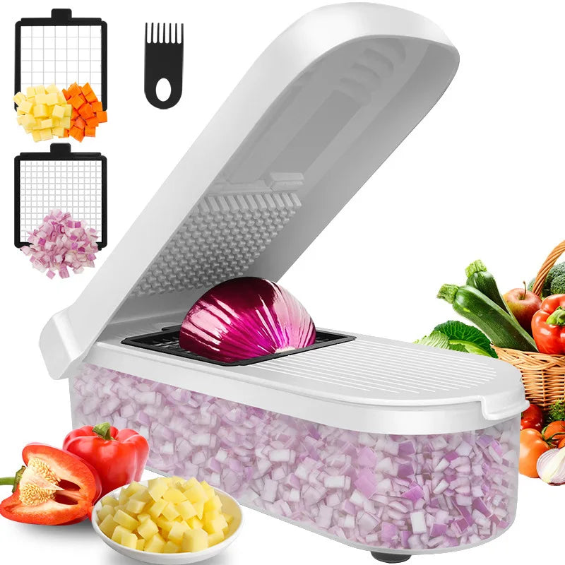 Handy Kitchen Tool Easy-to-Use Vegetable Slicer for Garlic Potato Onion Other Vegetables Durable Steel and PC Plastic