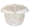 Ecowalson  Women Bride  Hat Handmade Flower Sequin Burning Captain Sergeant Hat Pearl Festival Part Hat