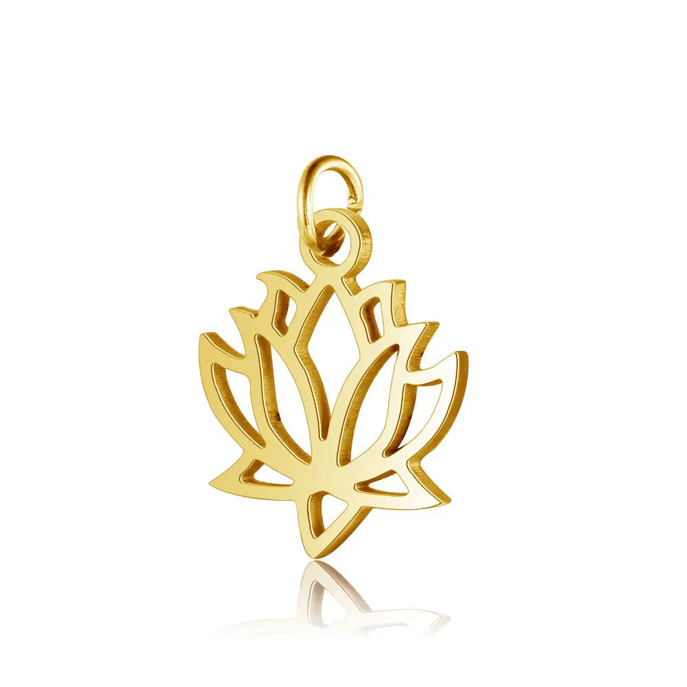 DIY Stainless Steel Pendant Charms Round Lotus Heart Hands Tai Ji & OHM Horseshoe Jewelry Findings & Components