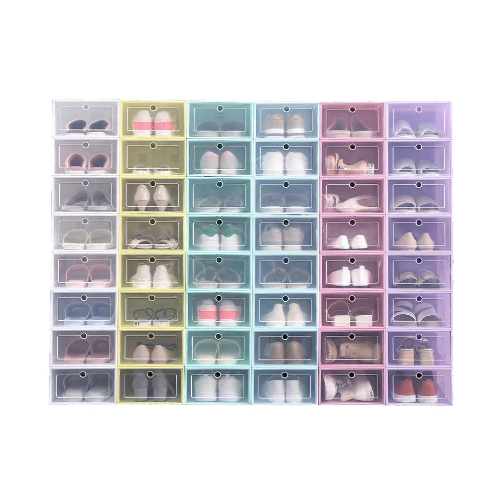 Stable PP Plastic Rectangle Injection Collapsible Folding Portable Clear Wholesale Shoe Boxes Stackable Multi-use Shoe Rack
