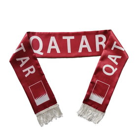 Custom Cheap Satin Polyester Football Qatar Flag Scarf Fashion Neck Wear with Sublimation Printing