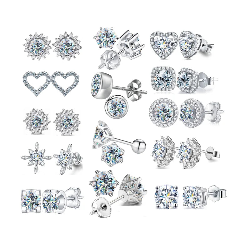GRA Certified 925 Sterling Silver 18k Gold Plated D Color VVS square Moissanite Huggie Stud Earring Men Women Screw Back Earring
