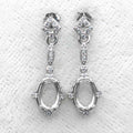 Sterling Silver 5*7mm Semi Mount Stud Eardrops Empty Frame Support Blank Setting S925 Base Without Center Stone DIY for Inlay