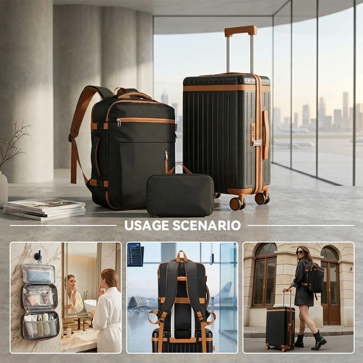 US Warehouse Lightweight Waterproof 3 Pieces Travel Suitcase Luggage Set High Quality Hard Shell 3-pieces Suitcase Luggage Set