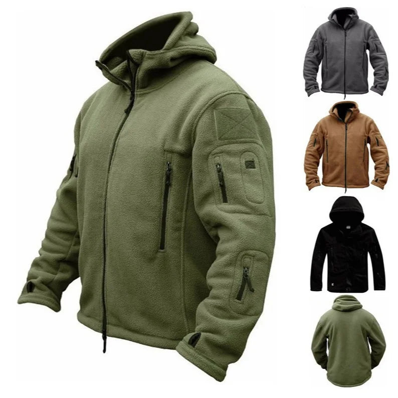 Male Fleece Jacket Hooded Polar Men Hoodie Jackets Hiking Coats Sports Outdoor for Warm Winter