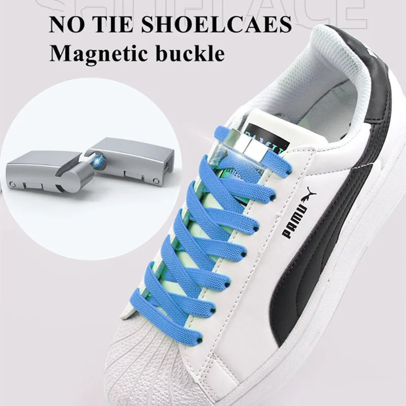 Upgrade Magnetic Lock Shoe Laces Elastic Sneakers Shoelace Rainbow Lazy Elastic Flat Shoelaces No Tie Magnetic Shoelace