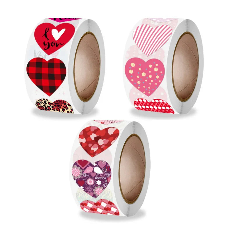 Customizable Size 500pcs/Roll Stripe Love Sealing Stationery Sticker Heart Shape Scrapbooking Packaging Gift seals
