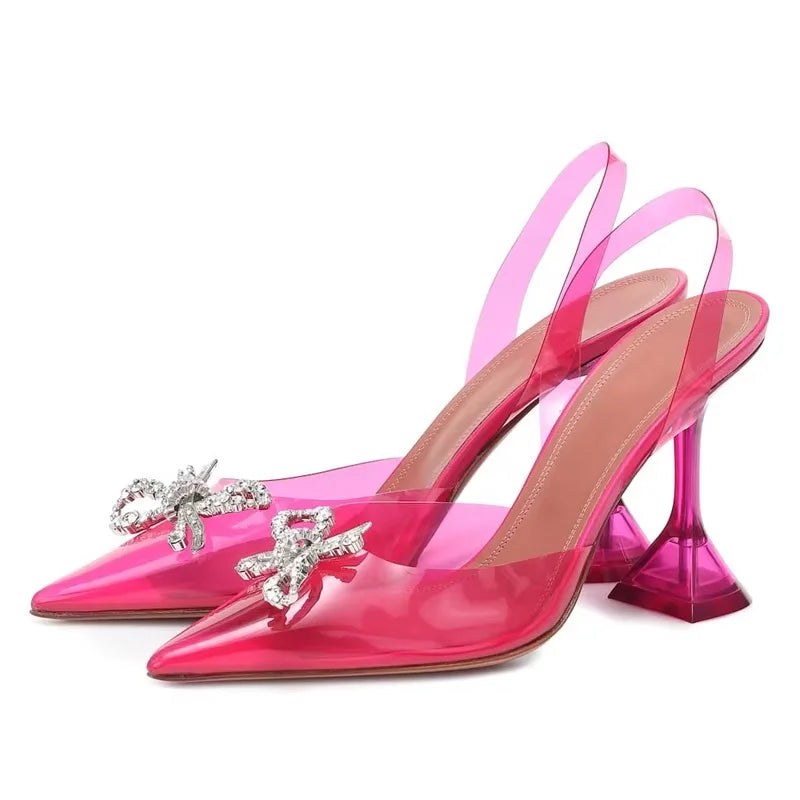 OEM/ODM 2024 Pointed Toe Ladies Silver High Heeled Stiletto Sandals New Design PVC Clear Genuine Leather Insole Upper Summer