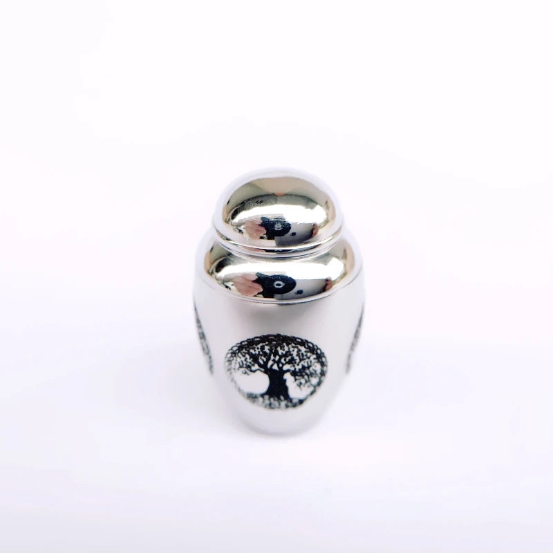 Tree of Life Mini Stainless Steel Cremation Funeral Urn Casket Keepsake Souvenir Gift for Ashes Cemetery Urn Holder Memory Urn