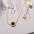 HOVANCI Wholesale Initial Pendant Necklace 18k Gold Plated Dainty Circle Pendant 11 Roman Number Necklace