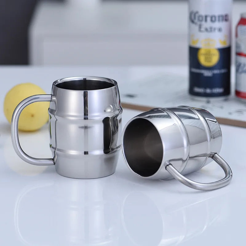 Customized Kids 304 Stainless Steel Coffee Mug Travel Milk Beer Mug Double Layer Insulated Water Cup With Handle