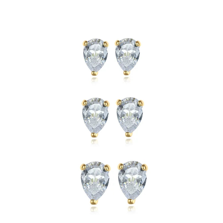 SP Simple Korean S925 Silver Earrings White Diamond Sterling Silver Stud Earrings for Women Jewelry