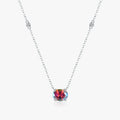 925 Sterling Silver Accessories Fine Jewelry Oval Cut Colorful Zircon Female Luxury Link Chain Pendant Necklace for Women