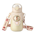 High-Appearance Kids Water Bottle with Straw Portable 316 Stainless Steel Thermos 500ml Capacity for Camping