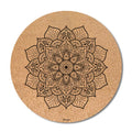Ecoofit 140cm Custom Print Design Your Own Foldable Round Meditation Natural Rubber Pu Suede Cork Large Adult Round Yoga Mat
