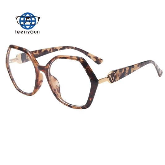 Teenyoun New Trendy Tr90 Polygonal Glasses Frame Fashion Simple Anti Blue Light Female Large Optical