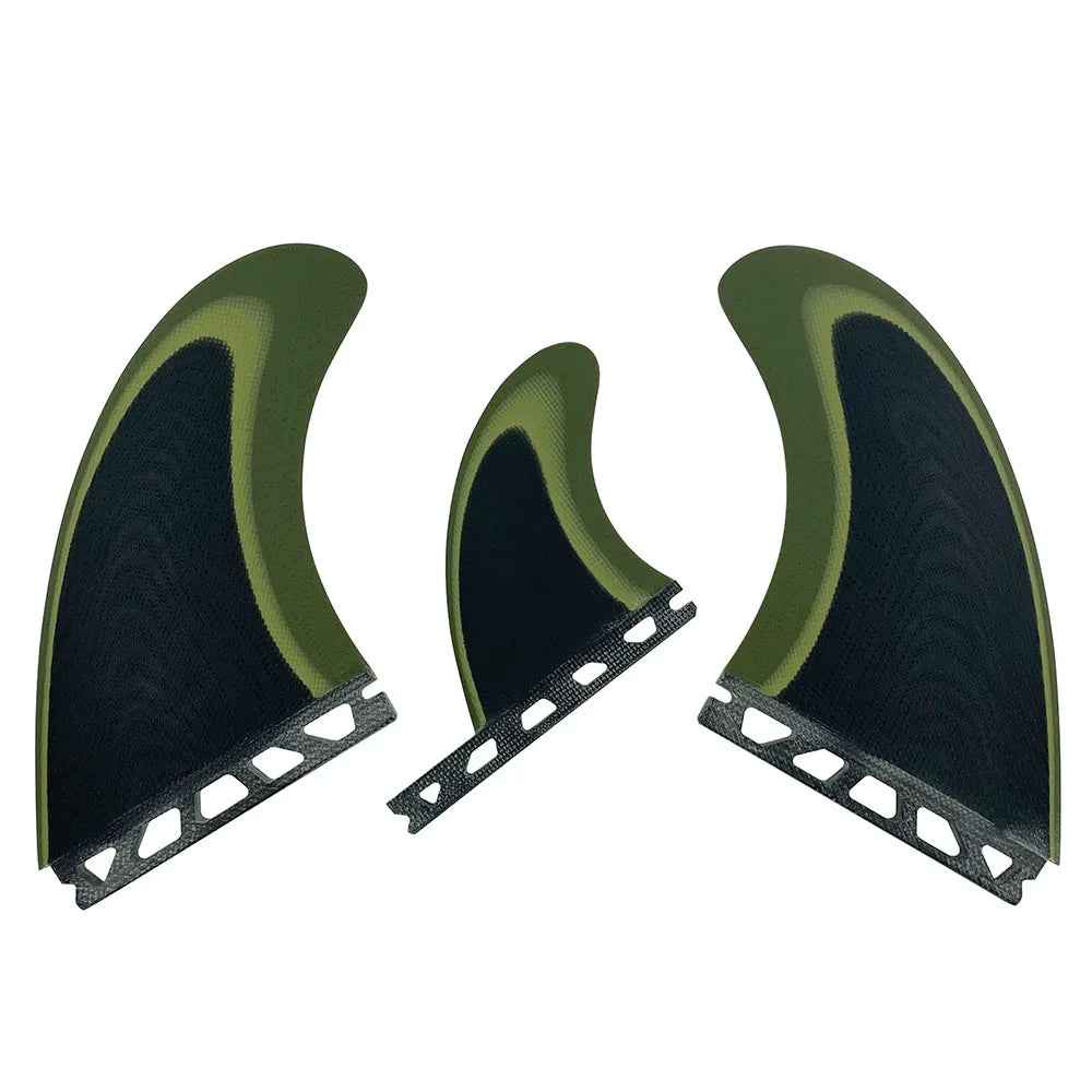 Customized Surfboard Fins Single Tab T1 Size Black Green Sandwich Fiberglass Fin for Surfing
