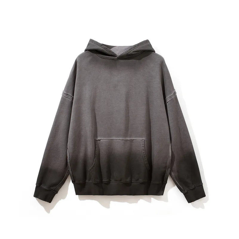 Wholesale Custom Washed Blank Hoodie Washed Gradient Color Pullover Oversized Boxy Hoodie for Men